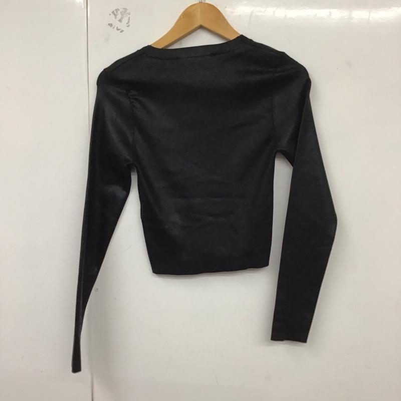 ザラ ZARA カットソー 長袖 2142 199 800 クルーネック クロップド丈 S 無地 黒 / ブラック / レディース USED 古着 中古 10129163