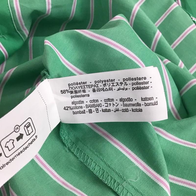 ザラ ZARA シャツ、ブラウス 長袖 3666 165 131 オーバーサイズ XS ストライプ 緑 / グリーン / X 白 / ホワイト / X 桃 / ピンク / レディース USED 古着 中古 10131306