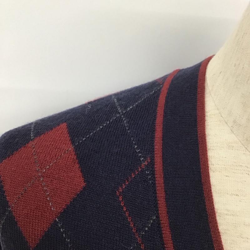 ブルックスブラザーズ BROOKS BROTHERS カーディガン 長袖 Vネック ウール アーガイル M アーガイル柄 紺 / ネイビー / X ボルドー / ボルドー / メンズ USED 古着 中古 10111260