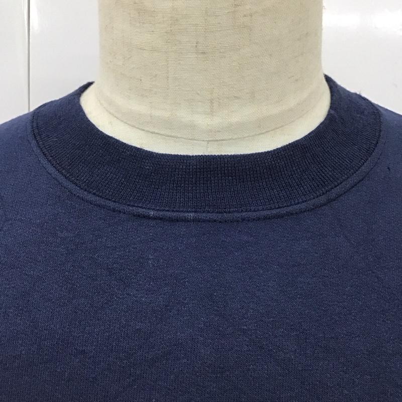ヘインズ HANES トレーナー 長袖 長袖トレーナー スウェット クルーネック リブスウェットカットソー M ロゴ、文字 紺 / ネイビー /  メンズ USED 古着 中古 10118267