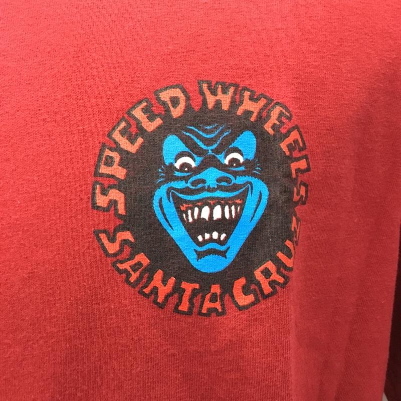 サンタクルーズ SANTA CRUZ Tシャツ 半袖 半袖カットソー プリントTシャツ クルーネックカットソー NHSボディ 90S 00S L ロゴ、文字 赤 / レッド / メンズ USED 古着 中古 10106473