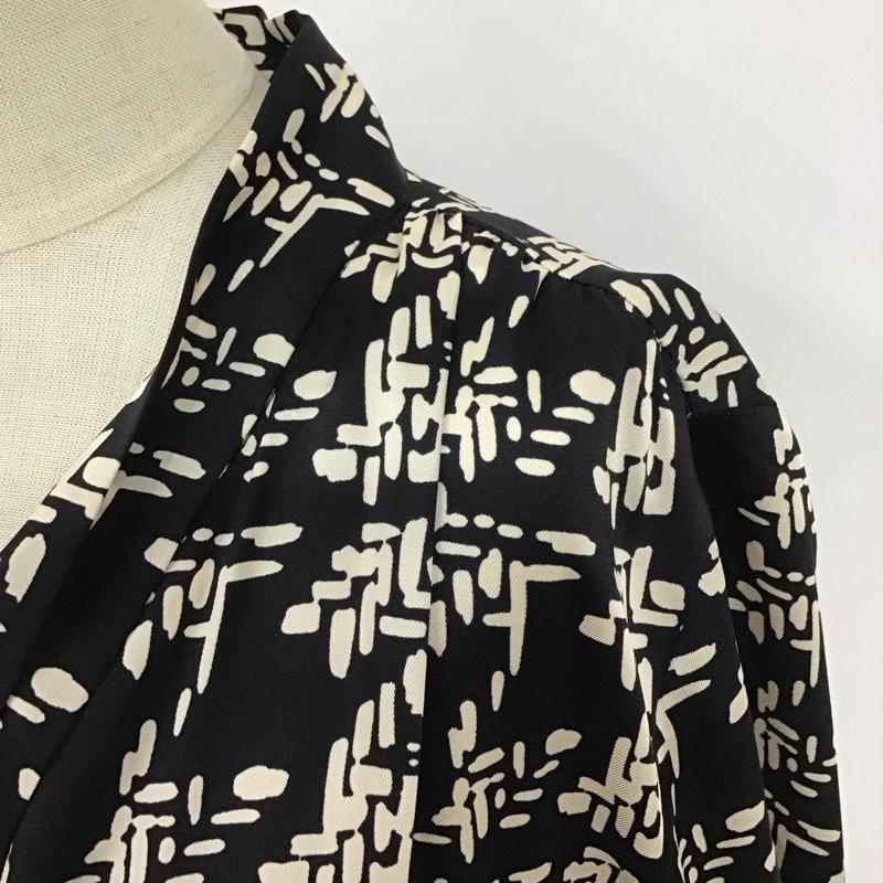 ザラ ZARA ワンピース ロングスカート 長袖シャツワンピース 切り替えワンピース フレアワンピース M 総柄 白 / ホワイト / X 黒 / ブラック / レディース USED 古着 中古 10110269