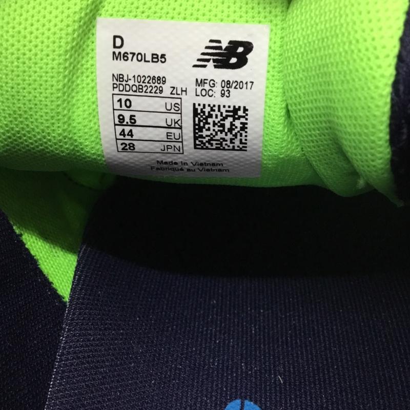 ニューバランス New Balance スニーカー スニーカー M670LB5 28cm ランニング 28.0cm ロゴ、文字 薄緑 / ライトグリーン / X 白 / ホワイト / X 紺 / ネイビー / メンズ USED 古着 中古 10109203