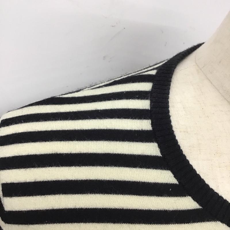 ジィ ヒステリック トリプルエックス Thee Hysteric XXX ニット、セーター 半袖 半袖ニットカットソー クルーネックカットソー 半袖セーター M ボーダー柄 白 / ホワイト / X 黒 / ブラック /  メンズ USED 古着 中古 10113136