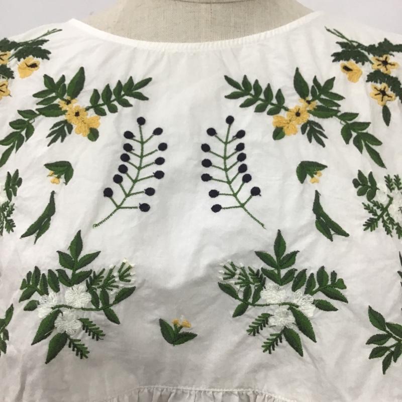 ザラ ZARA カットソー 長袖 7521 001 250 肩フリル M 刺繍 白 / ホワイト /  レディース USED 古着 中古 10107149