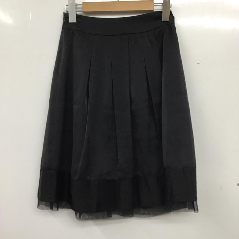 イネド INED スカート ひざ丈スカート プリーツスカート 7 無地 黒 / ブラック / レディース USED 古着 中古 10138955