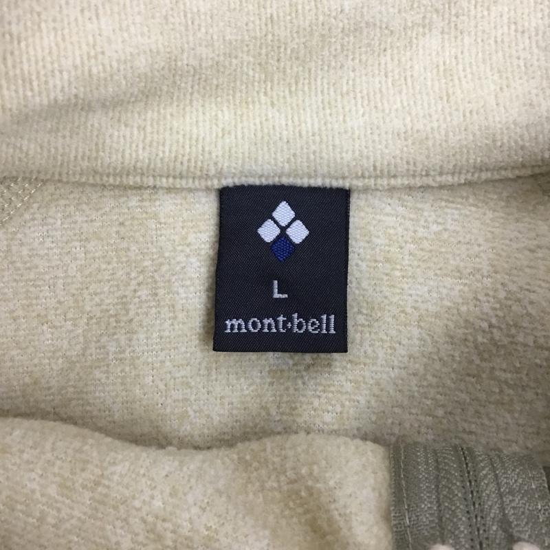 モンベル mont-bell トレーナー 長袖 1104983 シャミース プルオーバー フリース ハーフジップ L ロゴ、文字 ベージュ / ベージュ / メンズ USED 古着 中古 10109051