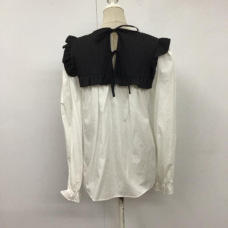 ザラ ZARA カットソー 長袖 フリル レイヤード風 XS 無地 白 / ホワイト / X 黒 / ブラック / レディース USED 古着 中古 10121882