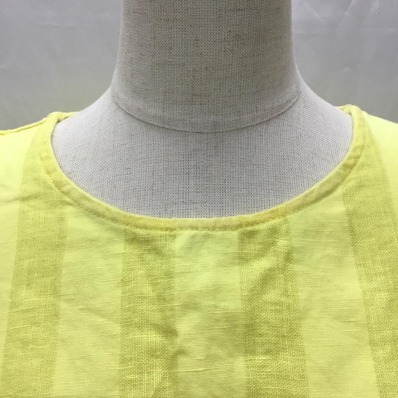 ザラ ZARA カットソー 半袖 7521 097 300 袖フリル M ストライプ 黄 / イエロー /  レディース USED 古着 中古 10107462