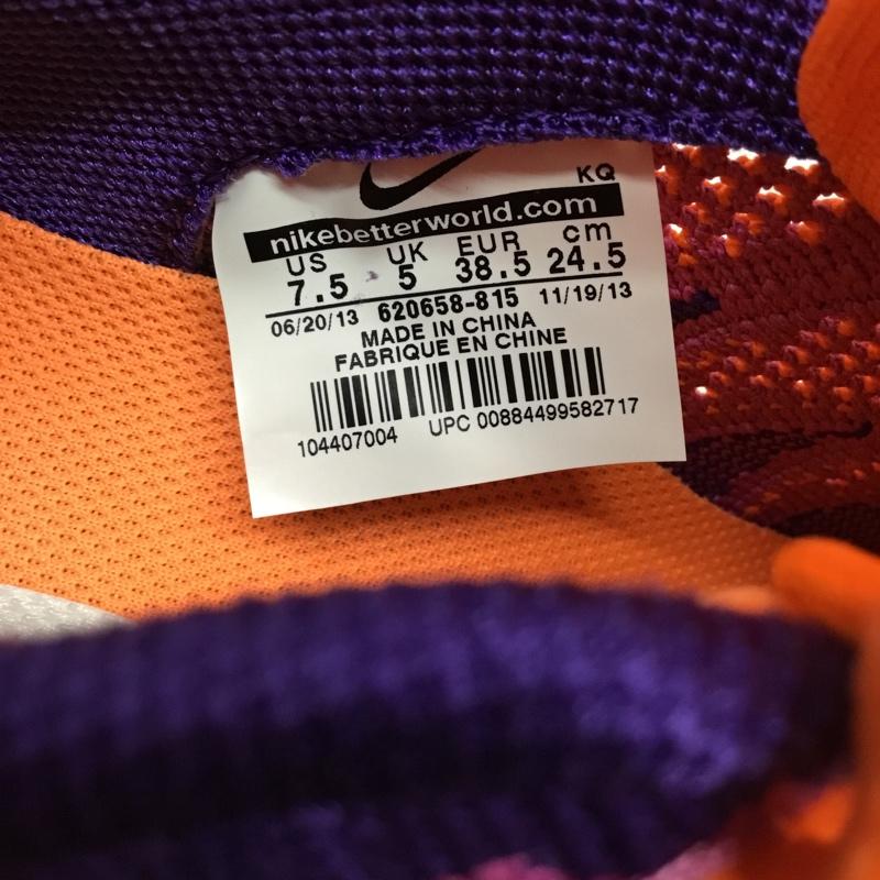 ナイキ NIKE スニーカー スニーカー 620658 815 WMNS FLYKNIT LUNAR 2 24.5cm 箱有 24.5cm ロゴ、文字 橙 / オレンジ / X 紫 / パープル / レディース USED 古着 中古 10108847