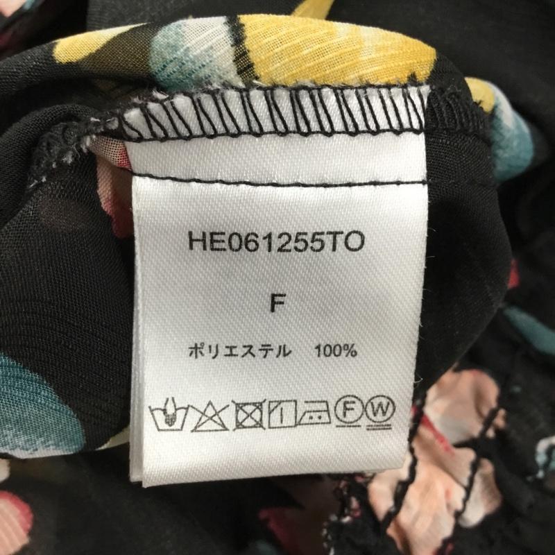 ヘザー Heather シャツ、ブラウス 七分袖 HE061255TO 開襟 オープンカラー FREE 花柄 黒 / ブラック / レディース USED 古着 中古 10112902