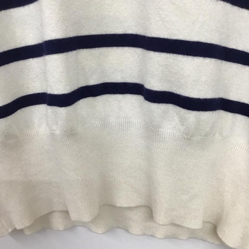 ザラ ZARA ニット、セーター 半袖 8851/017/105 M ボーダー柄 白 / ホワイト / X 紺 / ネイビー / レディース USED 古着 中古 10133667