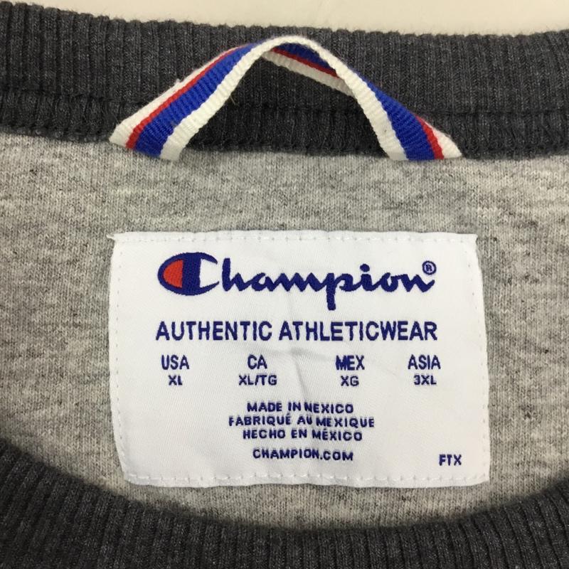 チャンピオン Champion トレーナー 長袖 407d55 Powerblend フリース クルーネック 長袖スウェットシャツ ロゴ、文字 灰 / グレー / メンズ USED 古着 中古 10106412