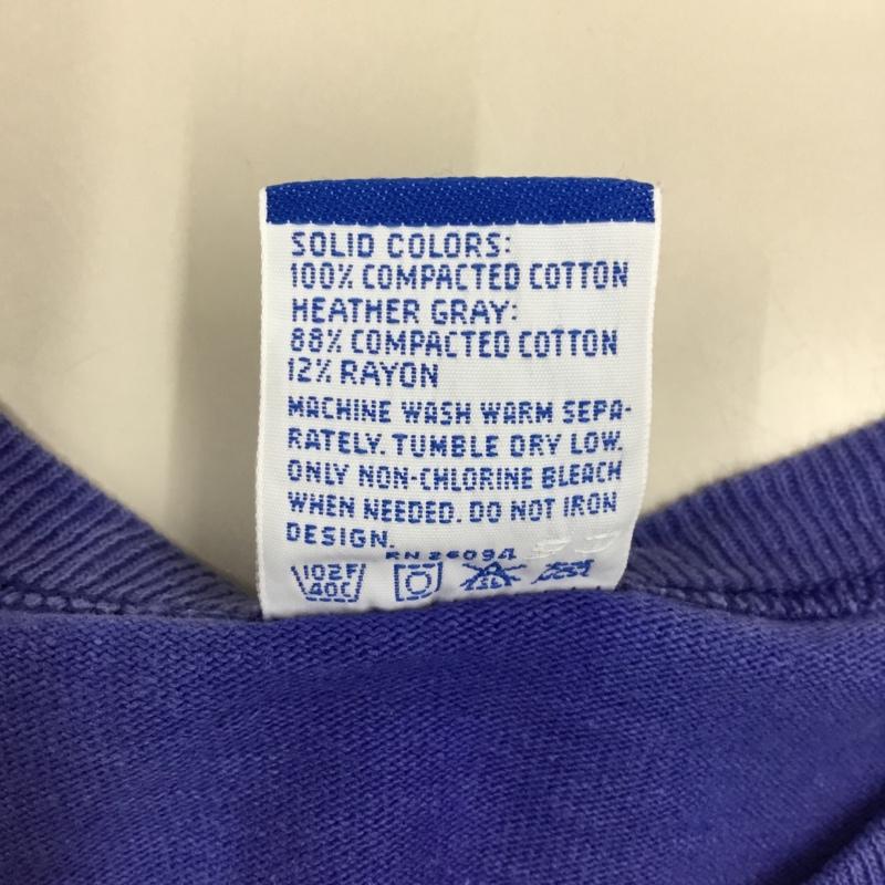 チャンピオン Champion Tシャツ 半袖 半袖カットソー プリントTシャツ クルーネックカットソー L ロゴ、文字 青 / ブルー / メンズ USED 古着 中古 10116024