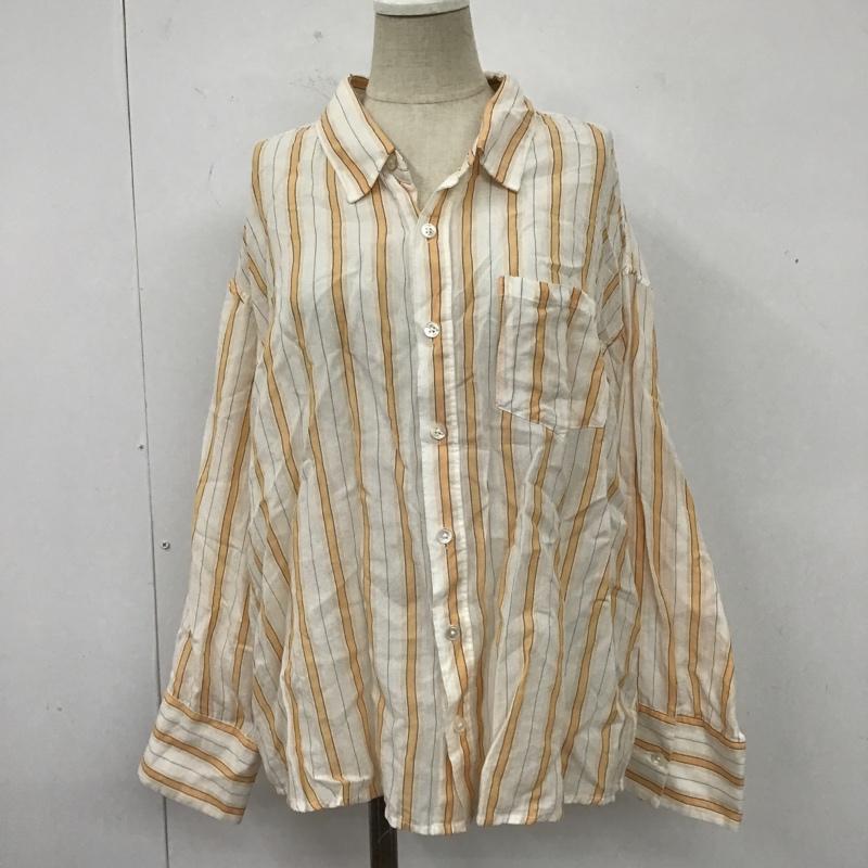 スナイデル SNIDEL シャツ、ブラウス 長袖 swfb191070 長袖シャツ ストライプシャツ カラーシャツ FREE ストライプ 白 / ホワイト / X 黒 / ブラック / X 橙 / オレンジ / レディース USED 古着 中古 10105938