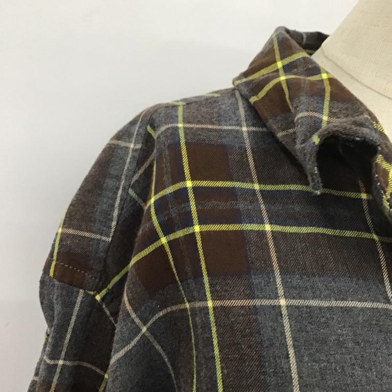 ニコアンド niko and... シャツ、ブラウス 長袖 S204CA01AD REGULAR SHIRT スキッパーシャツ L チェック 灰 / グレー / X 茶 / ブラウン / X 白 / ホワイト / X 紺 / ネイビー / X 黄 / イエロー / レディース USED 古着 中古 10108144