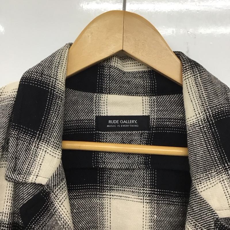 ルードギャラリー RUDE GALLERY カーディガン 長袖 長袖ロングカーディガン 前開カーディガン ロングジャケット チェック 白 / ホワイト / X 黒 / ブラック / メンズ USED 古着 中古 10138972