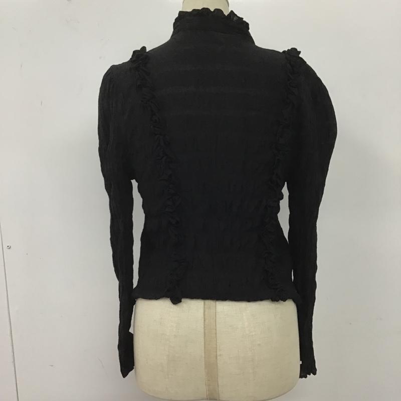 ザラ ZARA シャツ、ブラウス 長袖 7696 250 800 シャーリング スタンドカラー M 無地 黒 / ブラック / レディース USED 古着 中古 10107148