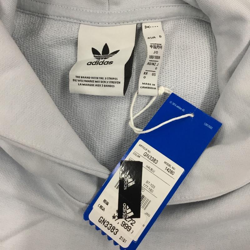 アディダス adidas パーカー 長袖 gn3383 パーカー 長袖スウェット スポーツウェア ロゴ、文字 水色 / ライトブルー / メンズ USED 古着 中古 10121698