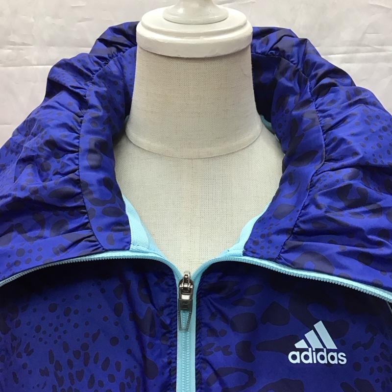 アディダス adidas ジャケット、上着 ジャンパー、ブルゾン S04735 JED80 トレーニング ActiveTraining レオパード柄 裏起毛ウインドブレーカー M ロゴ、文字 X ヒョウ柄・レオパード柄 青 / ブルー / レディース USED 古着 中古 10113233