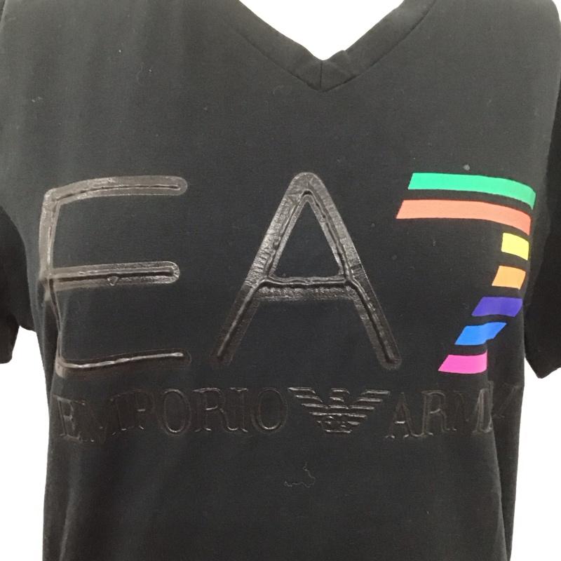 エンポリオアルマーニ EMPORIO ARMANI Tシャツ 半袖 半袖カットソー プリントTシャツ クルーネックカットソー M ロゴ、文字 黒 / ブラック / レディース USED 古着 中古 10109258