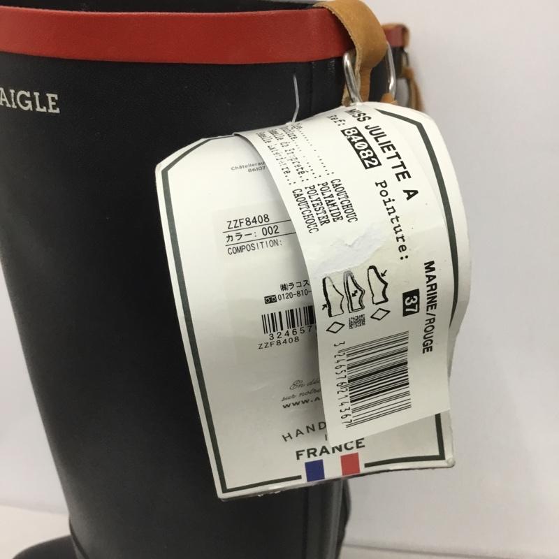 エーグル AIGLE 長靴、レインシューズ 長靴、レインシューズ ZZF8408 ミスジュリエットA ラバーブーツ 37 ロゴ、文字 黒 / ブラック / レディース USED 古着 中古 10135771