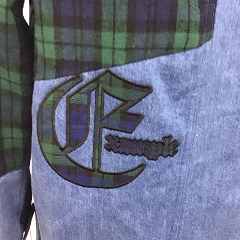 イグザンプル EXAMPLE コート コート一般 DENIM MOD COAT ライトオンス チェック L ワンポイント 青 / ブルー / メンズ USED 古着 中古 10106925