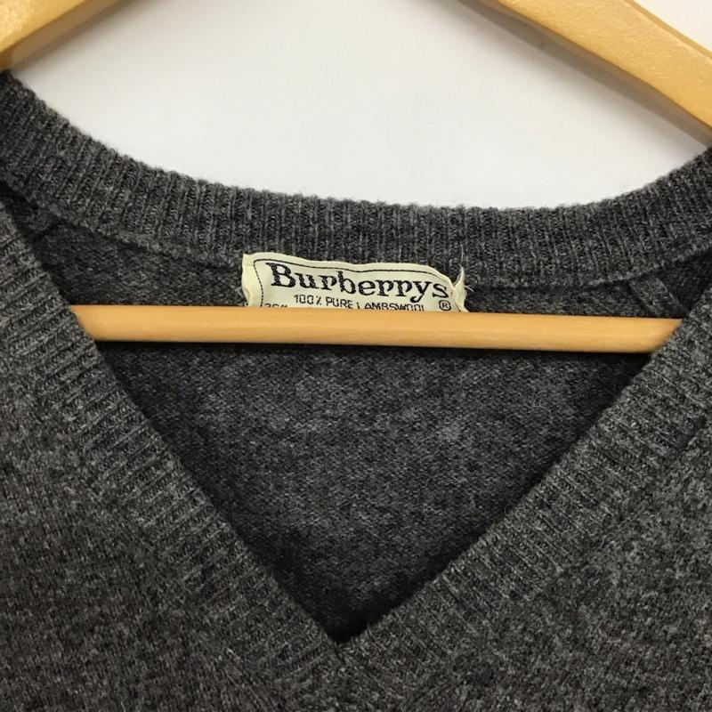 バーバリーズ BURBERRYS ニット、セーター 長袖 Vネック ウール 90年代 ワンポイント 灰 / グレー / レディース USED 古着 中古 10133752