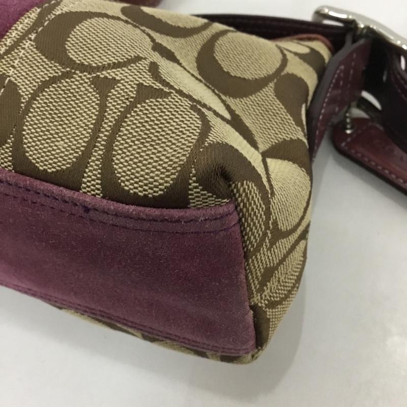 コーチ COACH ハンドバッグ ハンドバッグ E05Q-8K09 シグネチャー ワンショルダー ロゴ、文字 ベージュ / ベージュ / X 紫 / パープル / レディース USED 古着 中古 10123268