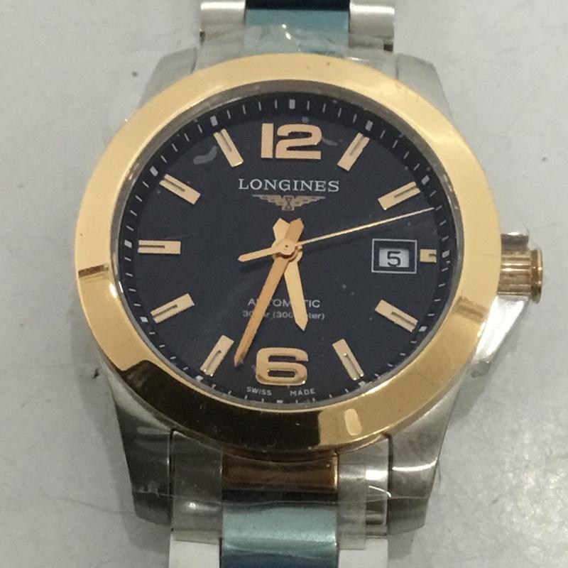 ロンジン LONGINES 腕時計 アナログ(自動巻き) L32765567 箱有 Conquest ロゴ、文字 黒 / ブラック / X 金 / ゴールド / X 銀 / シルバー / レディース USED 古着 中古 10134955