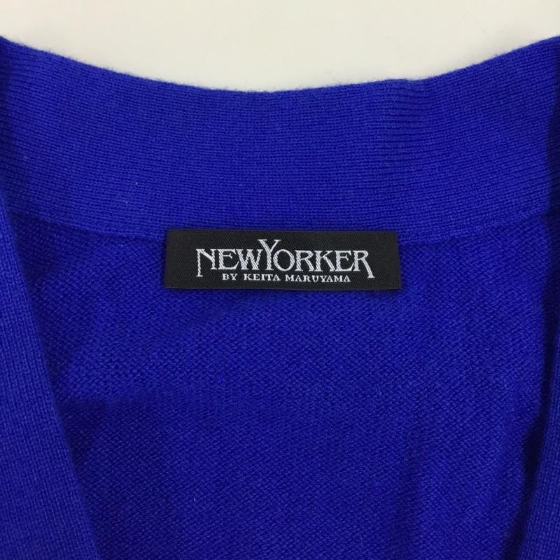 ニューヨーカー NEWYORKER カーディガン 長袖 長袖ニットカーディガン リブニットカーディガン 前ボタン M ロゴ、文字 青 / ブルー / メンズ USED 古着 中古 10113543