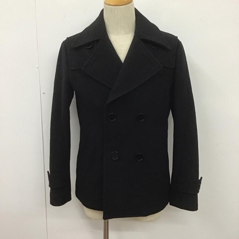 バーバリーブラックレーベル BURBERRY BLACK LABEL コート コート一般 ショートコート ピーコート アウター カラージャケット M 無地 黒 / ブラック / メンズ USED 古着 中古 10106697