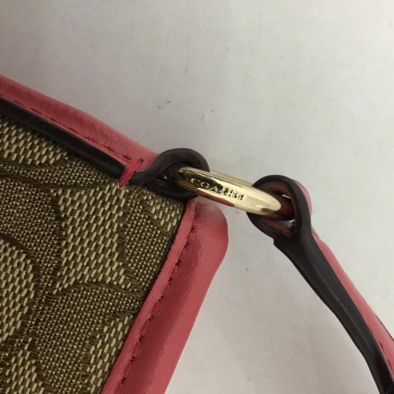 コーチ COACH ショルダーバッグ ショルダーバッグ F58285 シグネチャー ロゴ、文字 茶 / ブラウン / X 桃 / ピンク / レディース USED 古着 中古 10131237