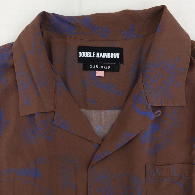 ダブルレインボー DOUBLE RAINBOUU シャツ、ブラウス 半袖 XL 総柄 茶 / ブラウン / X 青 / ブルー / メンズ USED 古着 中古 10139192