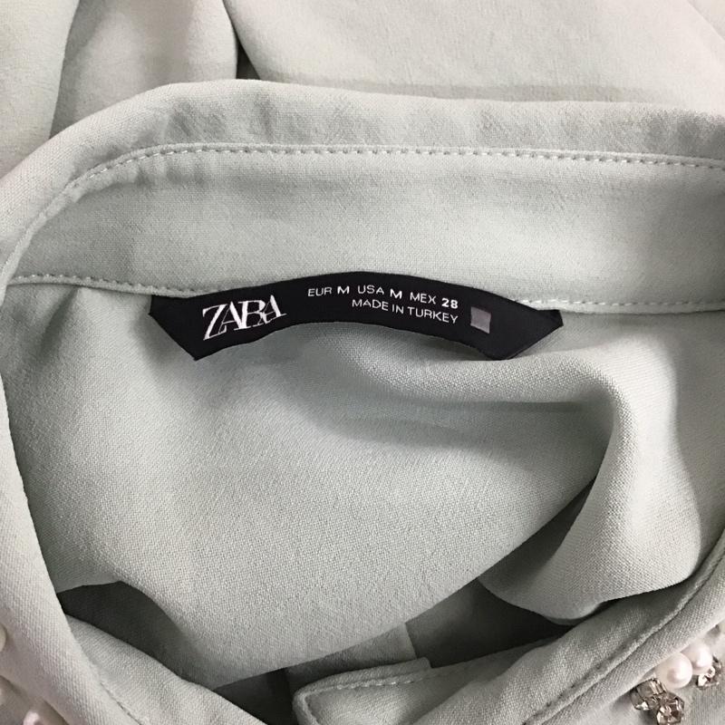 ザラ ZARA シャツ、ブラウス 長袖 1971 068 982 襟ビシュー M 無地 薄緑 / ライトグリーン / レディース USED 古着 中古 10112339