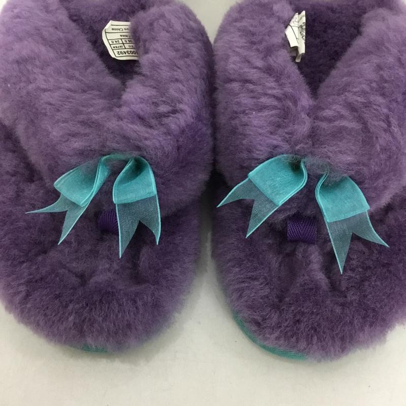 アグ UGG サンダル サンダル 1003492 FLUFF FLIP FLOP 24cm ファーサンダル 24.0cm 無地 紫 / パープル / X 水色 / ライトブルー / レディース USED 古着 中古 10144834