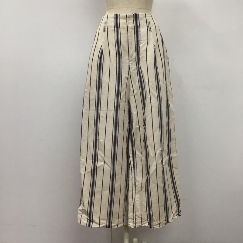 アイテムズ アーバンリサーチ ITEMS URBAN RESEARCH パンツ サルエルパンツ IT15-24A007 リネンストライプパンツ FREE ストライプ アイボリー / アイボリー / X 紺 / ネイビー / レディース USED 古着 中古 10112149