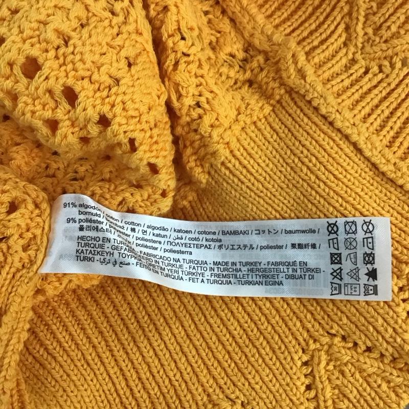 ザラ ZARA カーディガン 七分袖 3991 035 643 透かし編み ボレロ M 無地 橙 / オレンジ / レディース USED 古着 中古 10119603