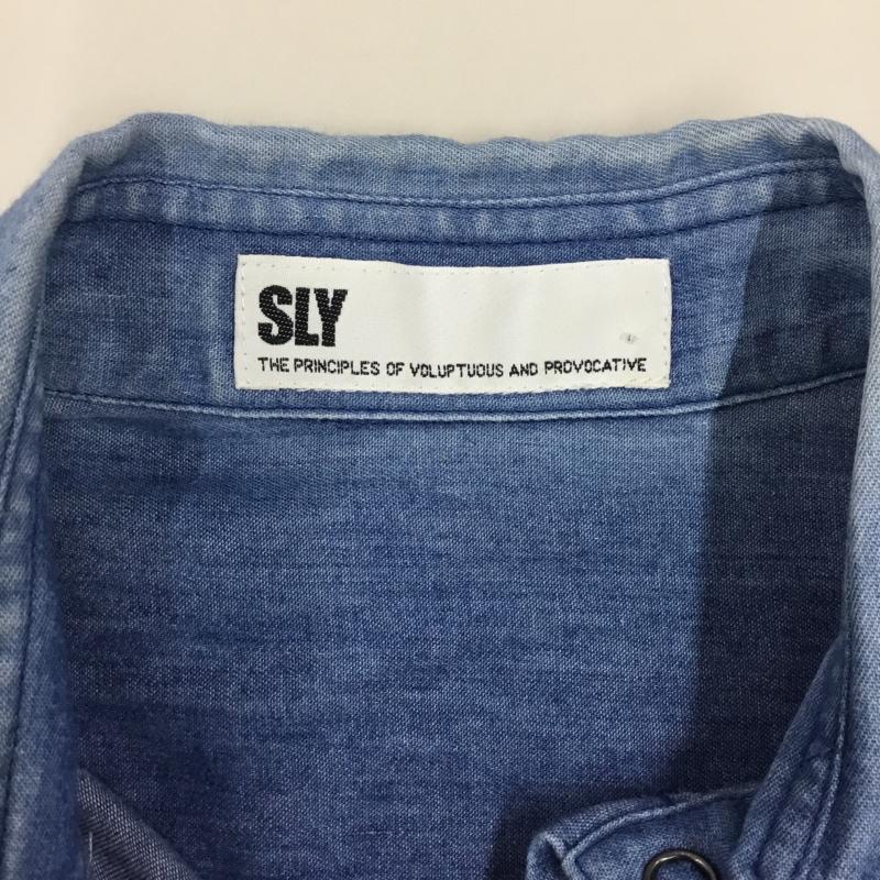 スライ SLY シャツ、ブラウス 長袖 長袖シャツ カラーシャツ ポケットシャツ 長袖カットソー デニムシャツ 1 無地 インディゴ / インディゴ / レディース USED 古着 中古 10118483