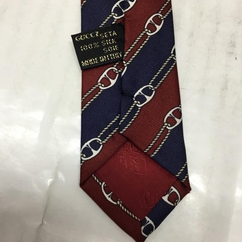 グッチ GUCCI ネクタイ ネクタイ シルク 総柄 えんじ / ワインレッド / X 紺 / ネイビー / メンズ USED 古着 中古 10117014