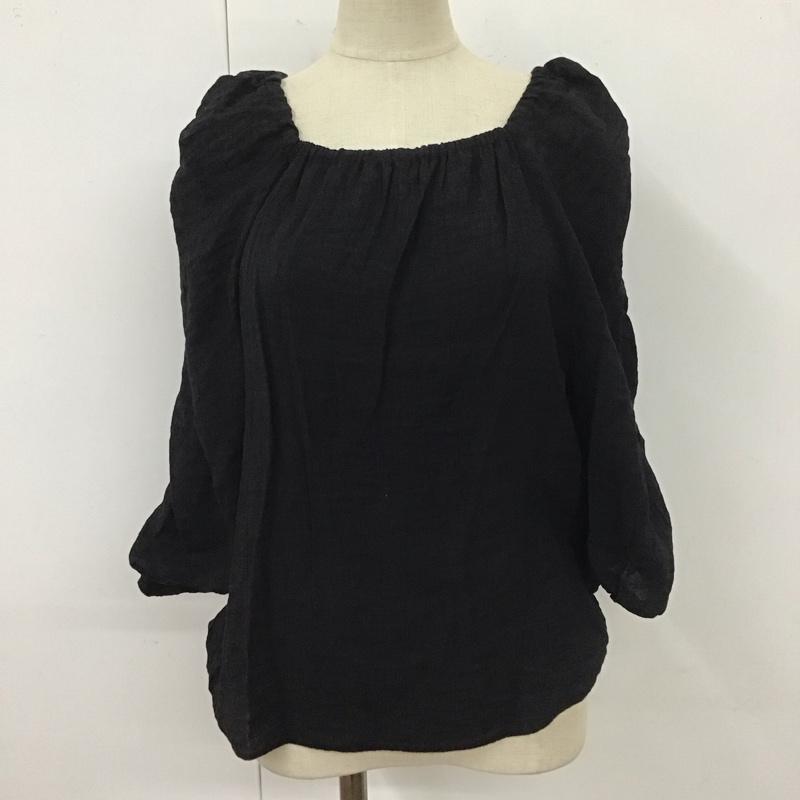 ローリーズファーム LOWRYS FARM カットソー 半袖 lf622080tk 半袖カットソー ワイドネックカットソー フレアカットソー FREE 無地 黒 / ブラック /  メンズ USED 古着 中古 10113046