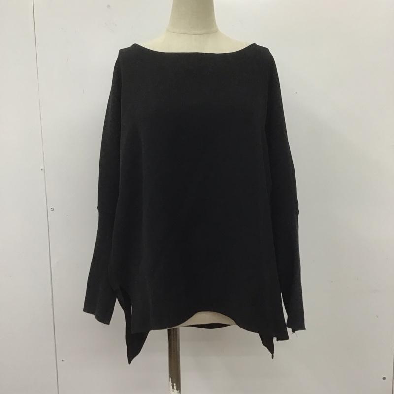 スール soeur7 カットソー 長袖 3035A 異素材ドルマンスリーブ 9 無地 黒 / ブラック /  レディース USED 古着 中古 10108565