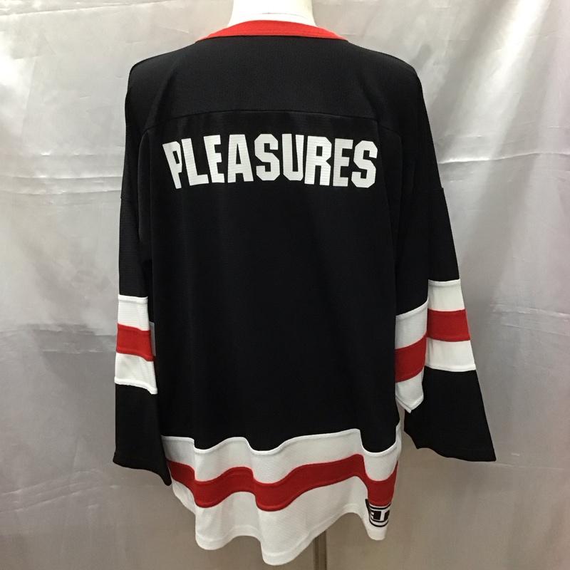 プレジャー PLEASURES カットソー 半袖 RibsHockeyJersey AthleticKnit ユニフォーム カジュアルカットソー L ロゴ、文字 白 / ホワイト / X 黒 / ブラック / X 赤 / レッド /  メンズ USED 古着 中古 10111673