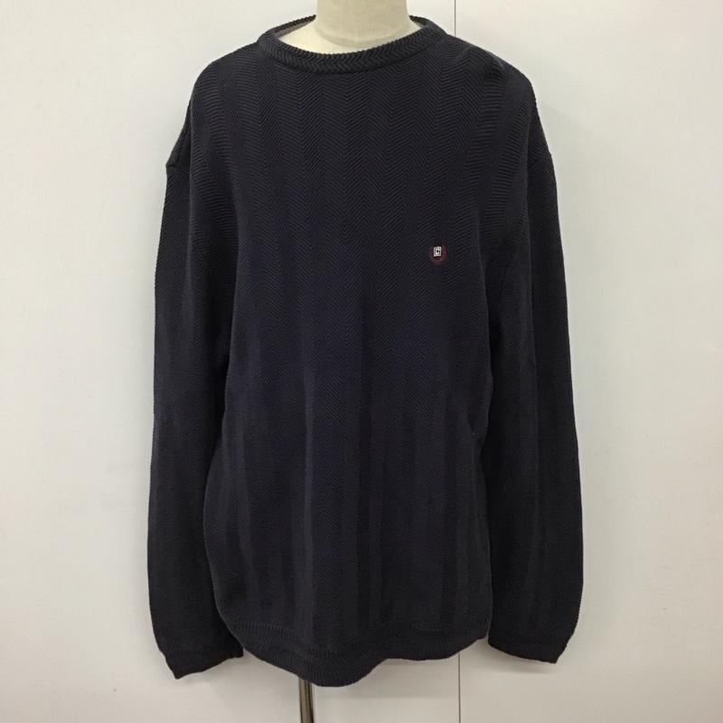 チャップス CHAPS ニット、セーター 長袖 長袖ニットカットソー ニット セーター クルーネックニット XXL ストライプ 紺 / ネイビー / メンズ USED 古着 中古 10124598