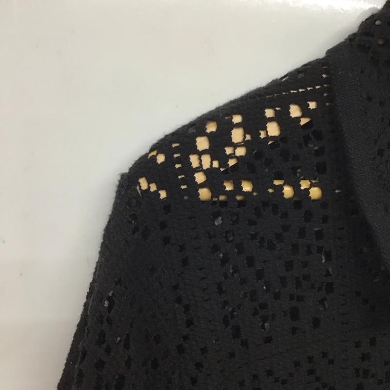 ダブルクローゼット w closet シャツ、ブラウス 半袖 半袖ニットシャツ 前ボタン 編み上げニット 総柄 黒 / ブラック / レディース USED 古着 中古 10138827
