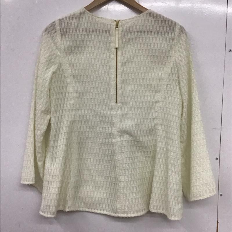 グリーンレーベルリラクシング green label relaxing シャツ、ブラウス 長袖 3511-162-1410 フリンジ ジャカード フレア ブラウス 無地 白 / ホワイト / レディース USED 古着 中古 10136477
