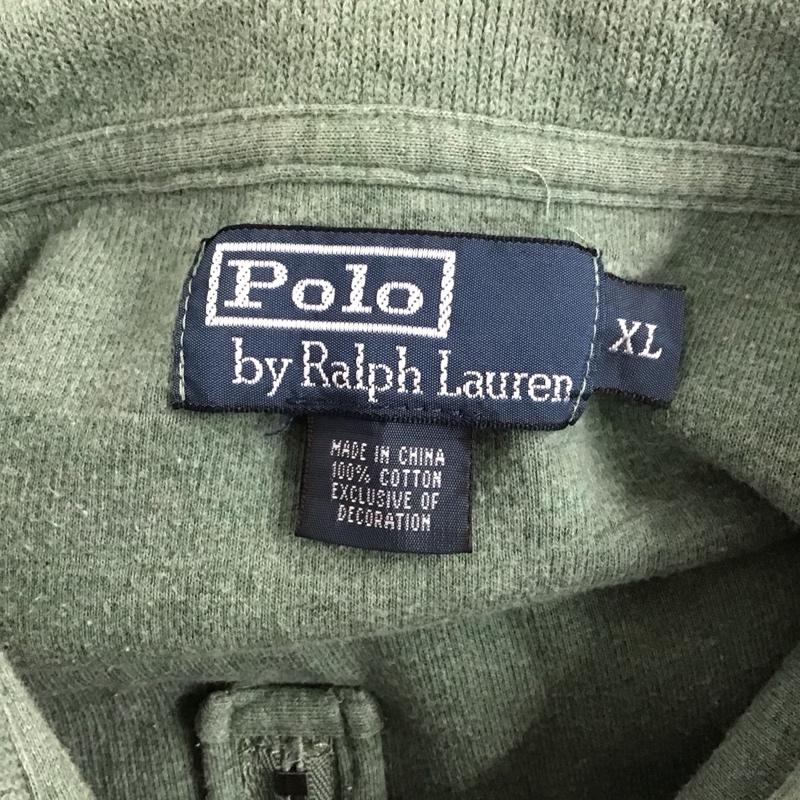 ポロバイラルフローレン Polo by RALPH LAUREN トレーナー 長袖 長袖トレーナー スウェット ジップアップネック リブスウェットカットソー XL ロゴ、文字 薄緑 / ライトグリーン / メンズ USED 古着 中古 10123675