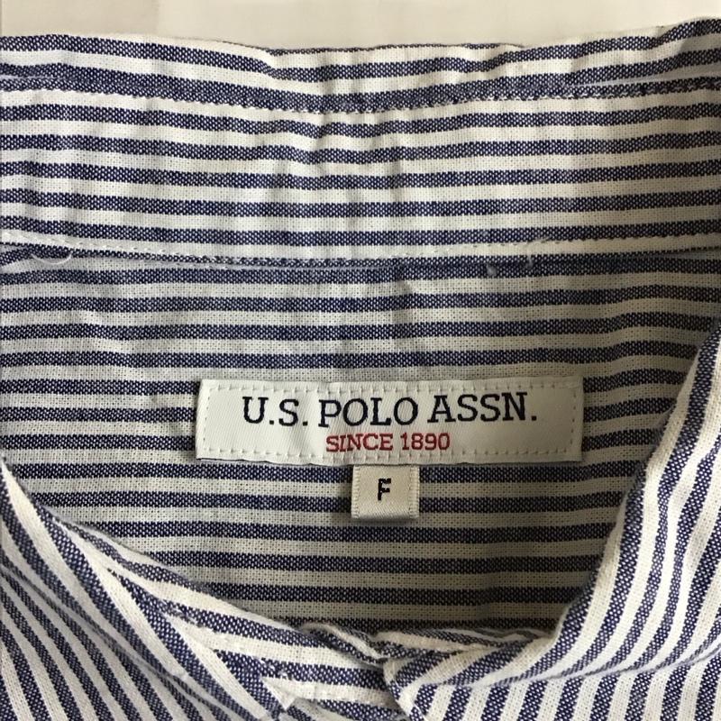 ユーエスポロアッスン U.S.POLO ASSN. シャツ、ブラウス 半袖 PLL12720WG WEGO別注 ビッグシルエットシャツ FREE ストライプ 白 / ホワイト / X 紺 / ネイビー / レディース USED 古着 中古 10116487