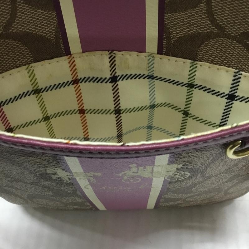 コーチ COACH ショルダーバッグ ショルダーバッグ 41664 シグネチャー ロゴ、文字 ベージュ / ベージュ / X 紫 / パープル / レディース USED 古着 中古 10110063