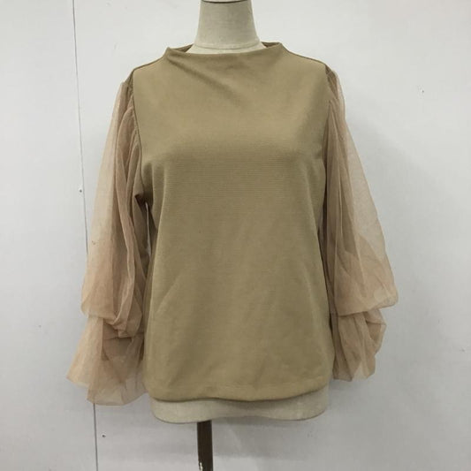 ミスティウーマン mysty woman カットソー 長袖 mw060166ts ハイネックチュールタック袖プルオーバー 長袖カットソー 袖レース FREE 無地 ベージュ / ベージュ /  レディース USED 古着 中古 10105638